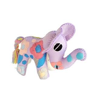 Handmade Embroidered Mexican Elephant Hand Dyed Textiles Nursery Decor